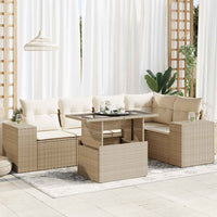 Thumbnail for 6-tlg. Garten-Sofagarnitur mit Kissen Beige Poly Rattan