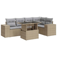 Thumbnail for 6-tlg. Garten-Sofagarnitur mit Kissen Beige Poly Rattan