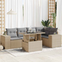 Thumbnail for 6-tlg. Garten-Sofagarnitur mit Kissen Beige Poly Rattan