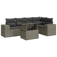 Thumbnail for 6-tlg. Garten-Sofagarnitur mit Kissen Grau Poly Rattan