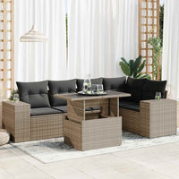 Thumbnail for 6-tlg. Garten-Sofagarnitur mit Kissen Grau Poly Rattan