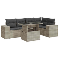 Thumbnail for 6-tlg. Garten-Sofagarnitur mit Kissen Hellgrau Poly Rattan