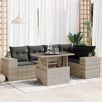 Thumbnail for 6-tlg. Garten-Sofagarnitur mit Kissen Hellgrau Poly Rattan
