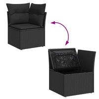Thumbnail for 7-tlg. Garten-Sofagarnitur mit Kissen Schwarz Poly Rattan
