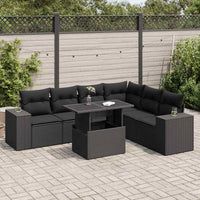 Thumbnail for 7-tlg. Garten-Sofagarnitur mit Kissen Schwarz Poly Rattan