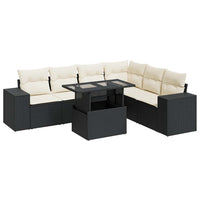 Thumbnail for 7-tlg. Garten-Sofagarnitur mit Kissen Schwarz Poly Rattan