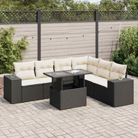 Thumbnail for 7-tlg. Garten-Sofagarnitur mit Kissen Schwarz Poly Rattan