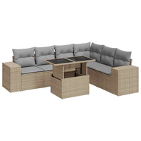 Thumbnail for 7-tlg. Garten-Sofagarnitur mit Kissen Beige Poly Rattan