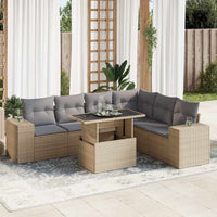 Thumbnail for 7-tlg. Garten-Sofagarnitur mit Kissen Beige Poly Rattan