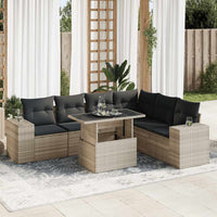 Thumbnail for 7-tlg. Garten-Sofagarnitur mit Kissen Hellgrau Poly Rattan