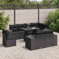 Thumbnail for 9-tlg. Garten-Sofagarnitur mit Kissen Schwarz Poly Rattan