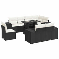 Thumbnail for 9-tlg. Garten-Sofagarnitur mit Kissen Schwarz Poly Rattan