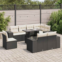 Thumbnail for 9-tlg. Garten-Sofagarnitur mit Kissen Schwarz Poly Rattan