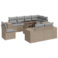 Thumbnail for 9-tlg. Garten-Sofagarnitur mit Kissen Beige Poly Rattan