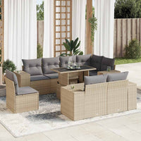 Thumbnail for 9-tlg. Garten-Sofagarnitur mit Kissen Beige Poly Rattan