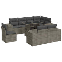 Thumbnail for 9-tlg. Garten-Sofagarnitur mit Kissen Grau Poly Rattan