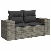Thumbnail for 9-tlg. Garten-Sofagarnitur mit Kissen Grau Poly Rattan