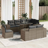 Thumbnail for 9-tlg. Garten-Sofagarnitur mit Kissen Grau Poly Rattan