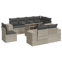 Thumbnail for 9-tlg. Garten-Sofagarnitur mit Kissen Hellgrau Poly Rattan