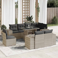 Thumbnail for 9-tlg. Garten-Sofagarnitur mit Kissen Hellgrau Poly Rattan