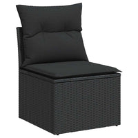 Thumbnail for 7-tlg. Garten-Sofagarnitur mit Kissen Schwarz Poly Rattan