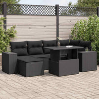 Thumbnail for 7-tlg. Garten-Sofagarnitur mit Kissen Schwarz Poly Rattan