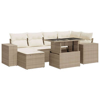 Thumbnail for 7-tlg. Garten-Sofagarnitur mit Kissen Beige Poly Rattan