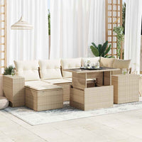 Thumbnail for 7-tlg. Garten-Sofagarnitur mit Kissen Beige Poly Rattan