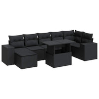 Thumbnail for 8-tlg. Garten-Sofagarnitur mit Kissen Schwarz Poly Rattan