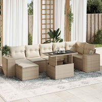 Thumbnail for 8-tlg. Garten-Sofagarnitur mit Kissen Beige Poly Rattan