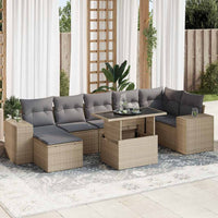 Thumbnail for 8-tlg. Garten-Sofagarnitur mit Kissen Beige Poly Rattan
