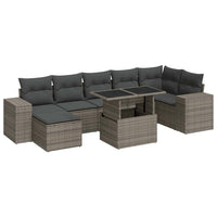 Thumbnail for 8-tlg. Garten-Sofagarnitur mit Kissen Grau Poly Rattan