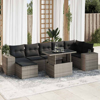Thumbnail for 8-tlg. Garten-Sofagarnitur mit Kissen Grau Poly Rattan