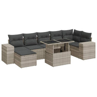 Thumbnail for 8-tlg. Garten-Sofagarnitur mit Kissen Hellgrau Poly Rattan