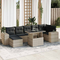 Thumbnail for 8-tlg. Garten-Sofagarnitur mit Kissen Hellgrau Poly Rattan