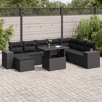 Thumbnail for 9-tlg. Garten-Sofagarnitur mit Kissen Schwarz Poly Rattan