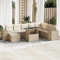 Thumbnail for 9-tlg. Garten-Sofagarnitur mit Kissen Beige Poly Rattan