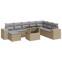 Thumbnail for 9-tlg. Garten-Sofagarnitur mit Kissen Beige Poly Rattan