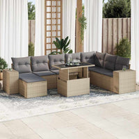 Thumbnail for 9-tlg. Garten-Sofagarnitur mit Kissen Beige Poly Rattan