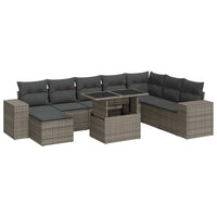 Thumbnail for 9-tlg. Garten-Sofagarnitur mit Kissen Grau Poly Rattan