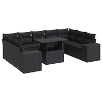 Thumbnail for 10-tlg. Garten-Sofagarnitur mit Kissen Schwarz Poly Rattan