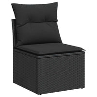 Thumbnail for 10-tlg. Garten-Sofagarnitur mit Kissen Schwarz Poly Rattan