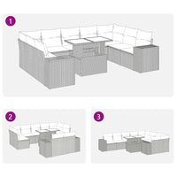 Thumbnail for 10-tlg. Garten-Sofagarnitur mit Kissen Schwarz Poly Rattan