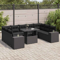 Thumbnail for 10-tlg. Garten-Sofagarnitur mit Kissen Schwarz Poly Rattan