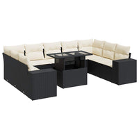 Thumbnail for 10-tlg. Garten-Sofagarnitur mit Kissen Schwarz Poly Rattan