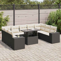 Thumbnail for 10-tlg. Garten-Sofagarnitur mit Kissen Schwarz Poly Rattan