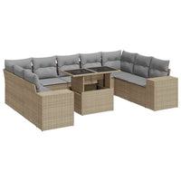 Thumbnail for 10-tlg. Garten-Sofagarnitur mit Kissen Beige Poly Rattan
