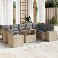 Thumbnail for 10-tlg. Garten-Sofagarnitur mit Kissen Beige Poly Rattan