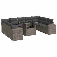 Thumbnail for 10-tlg. Garten-Sofagarnitur mit Kissen Grau Poly Rattan