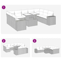 Thumbnail for 10-tlg. Garten-Sofagarnitur mit Kissen Grau Poly Rattan